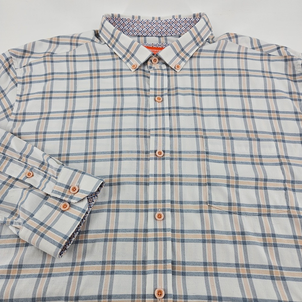 Johnston‎ & Murphy Men XXL Shirt Plaid Long Sleeve Button Down Performance